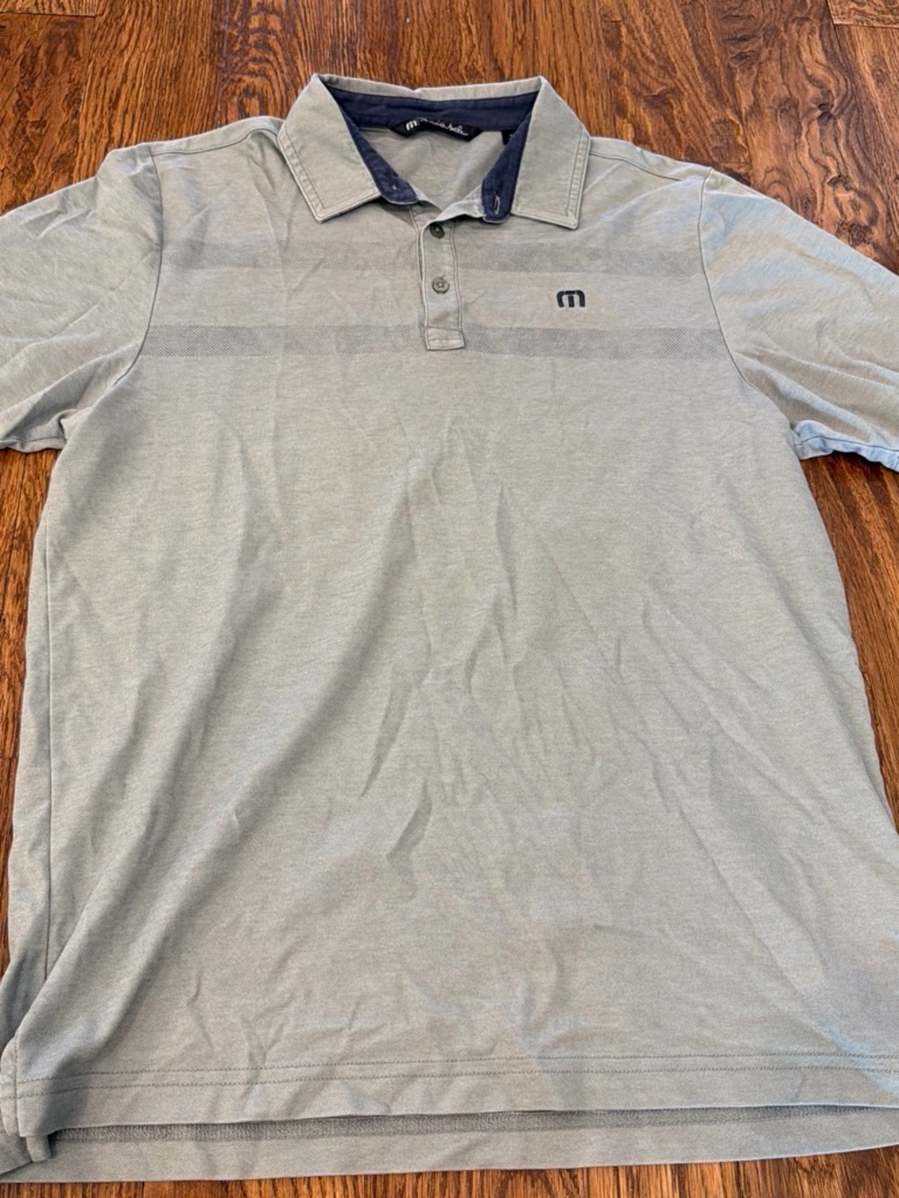 Travis Mathew Light Gray Polo with Navy Contrast Collar
